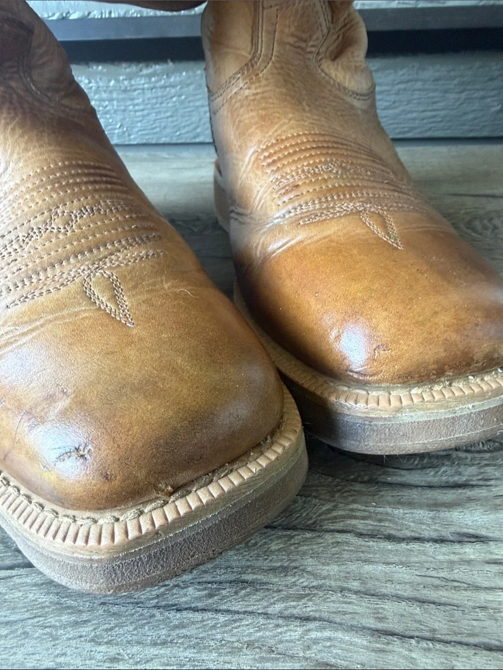 Tecovas Men’s The Rugged Square Toe Western Tan Leather Work Boots size 9D